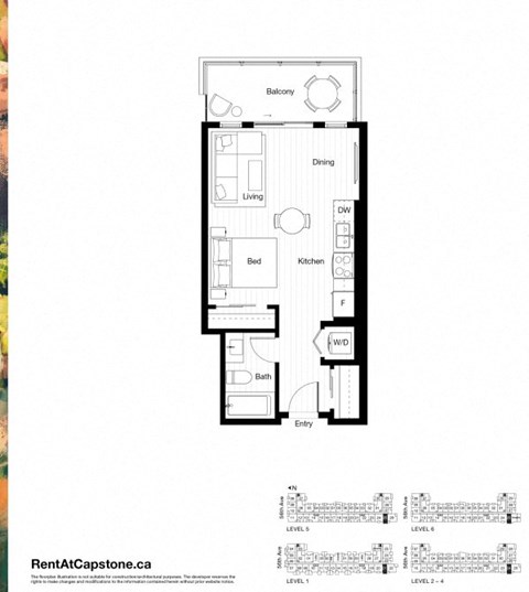 Floor plan for studio, 1 bath, 474 sqft